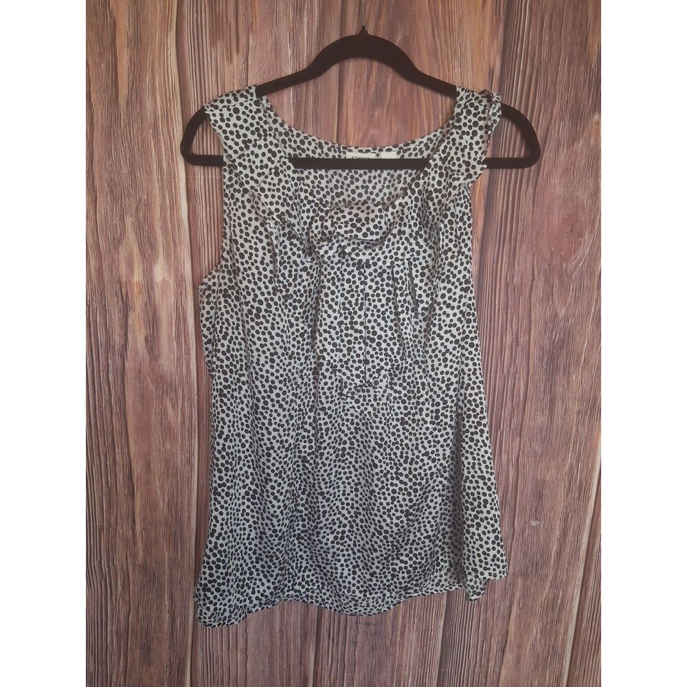 Cato black and white polka dot blouse ruffled neckline size 18/20